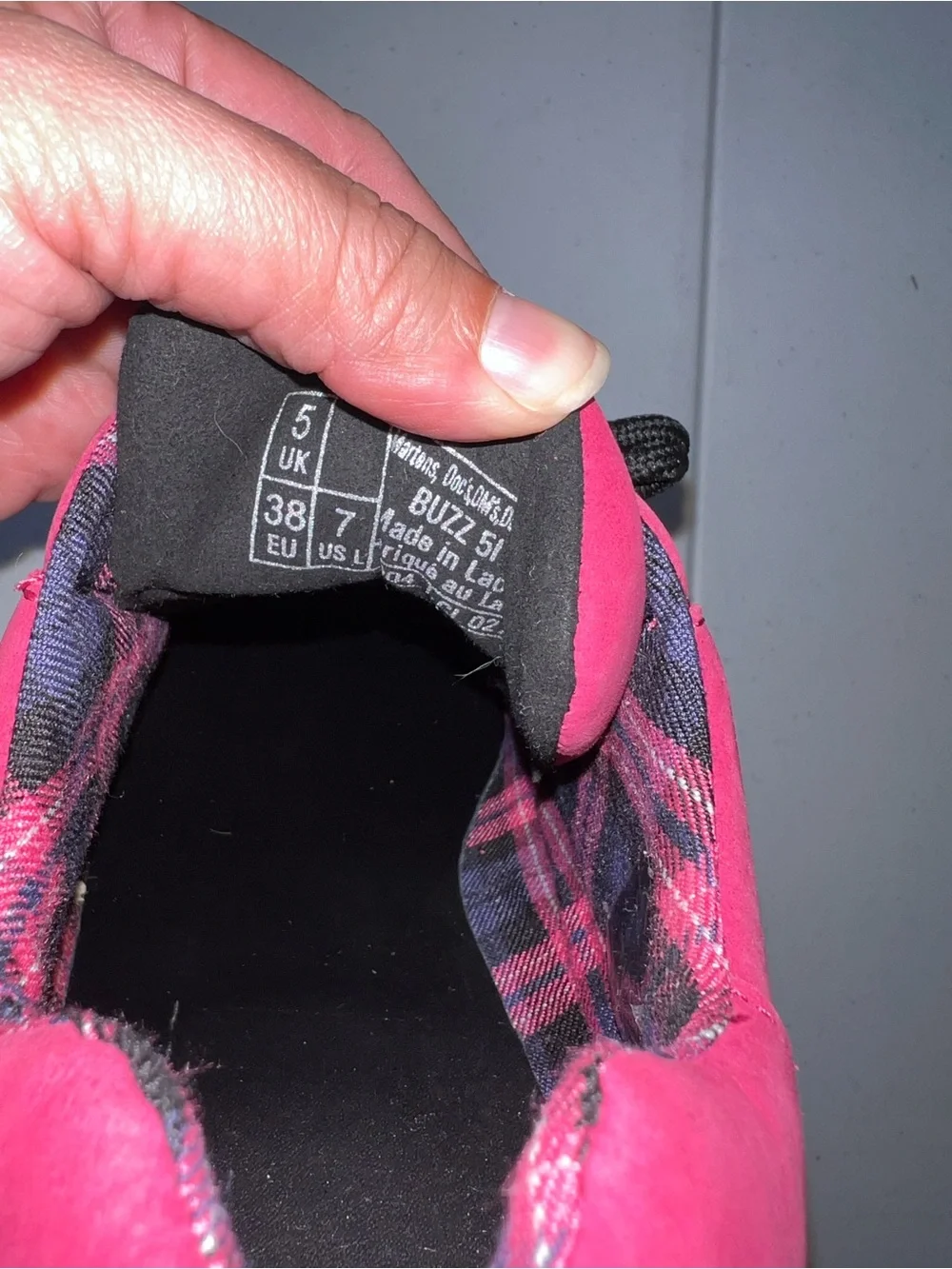 Dr. Martens Pink Plaid‎ Lined Platform Shoe
